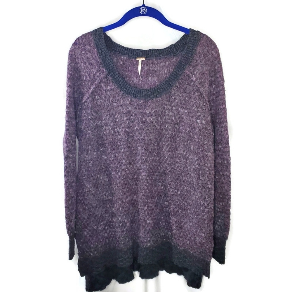 Free People High-Low Purple and Black Tunic Sweater Size Medium